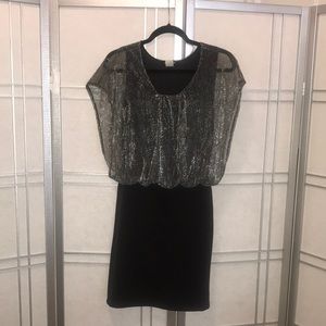 Mini black and silver dress.